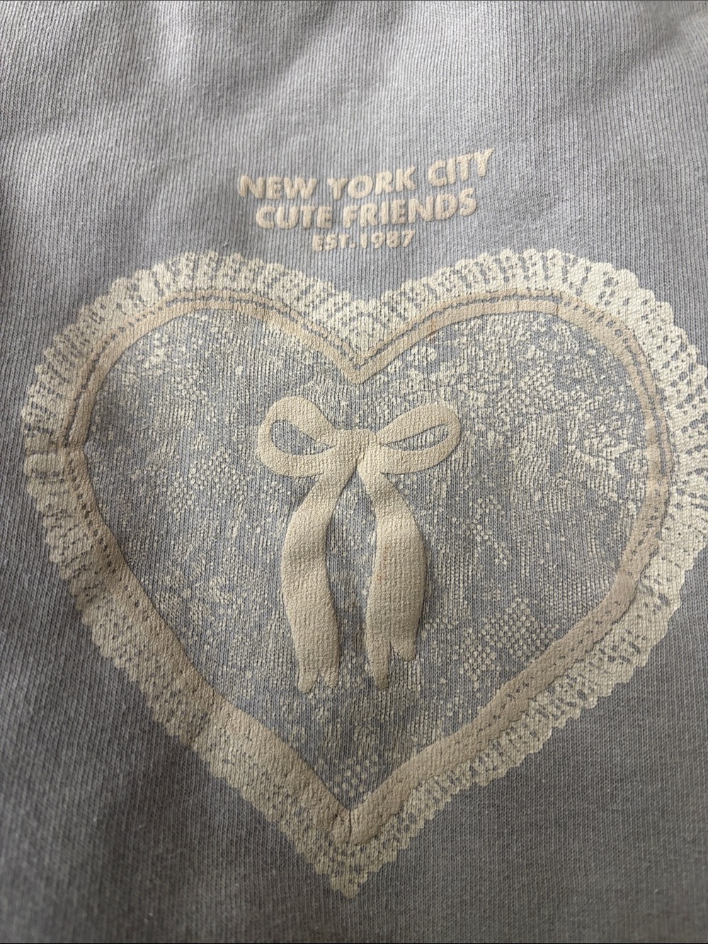 FRIENDS Pale Blue Decorative Heart Pillowcase with Cream Bow
